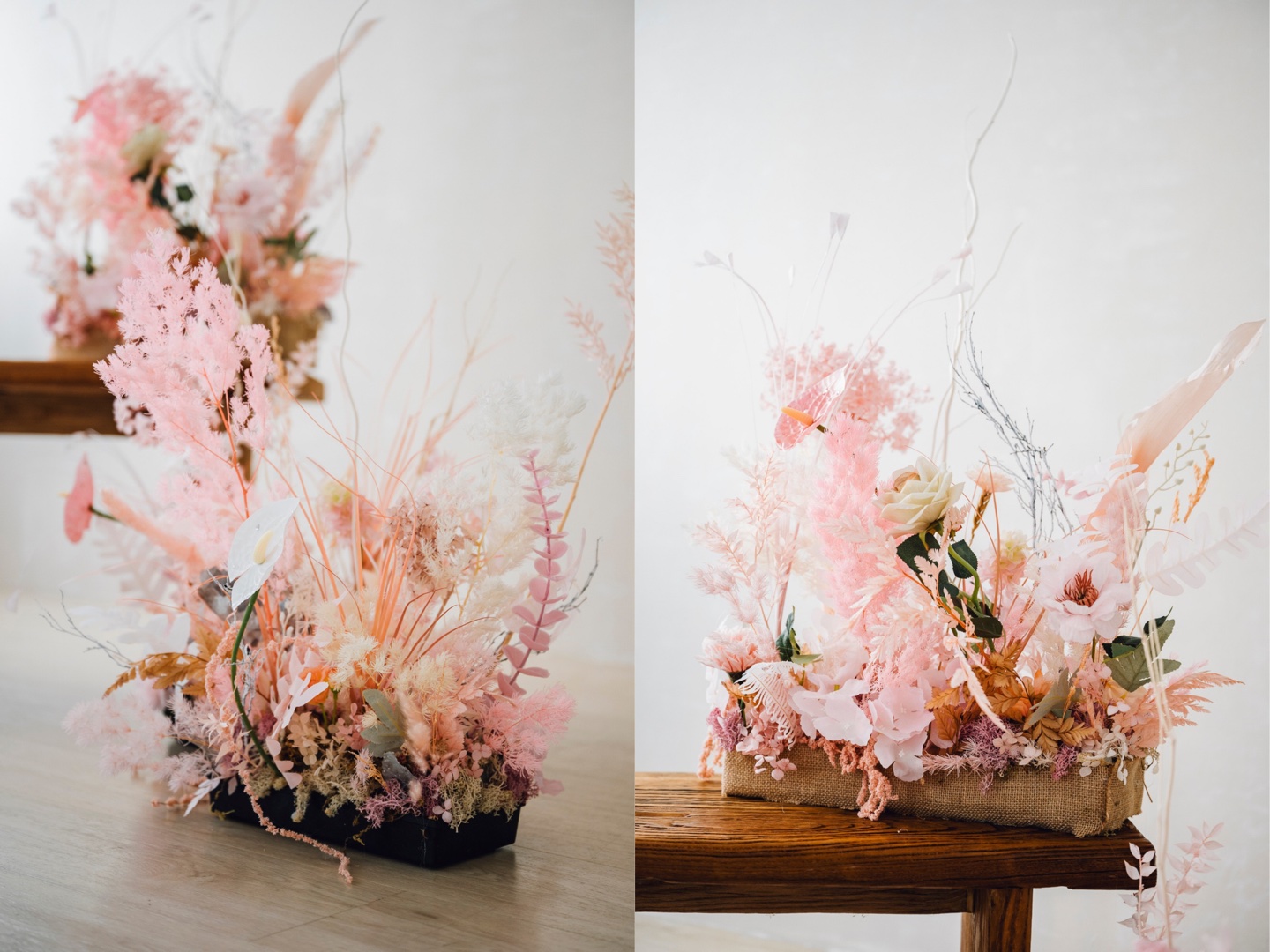 Bridal Shower 場地佈置:粉色花藝近照